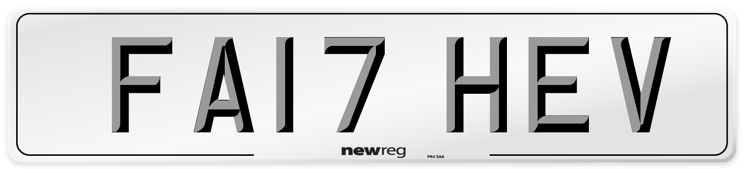 FA17 HEV Number Plate from New Reg